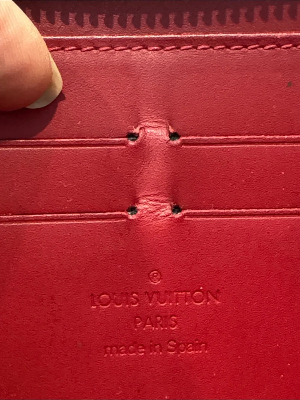 Authentic Louis Vuitton Vernis Zip-Around Wallet in Deep Red